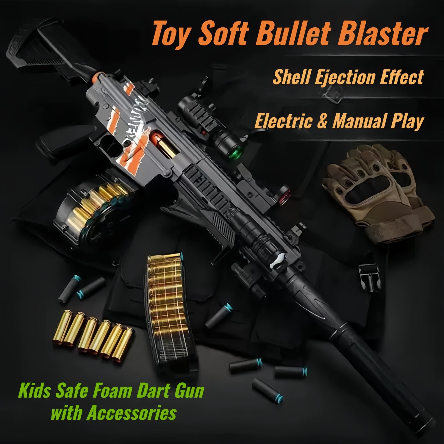Kid Play Toy EVA Soft Foam Dart Blaster Manual & Electric Gun Shell Eject Effect