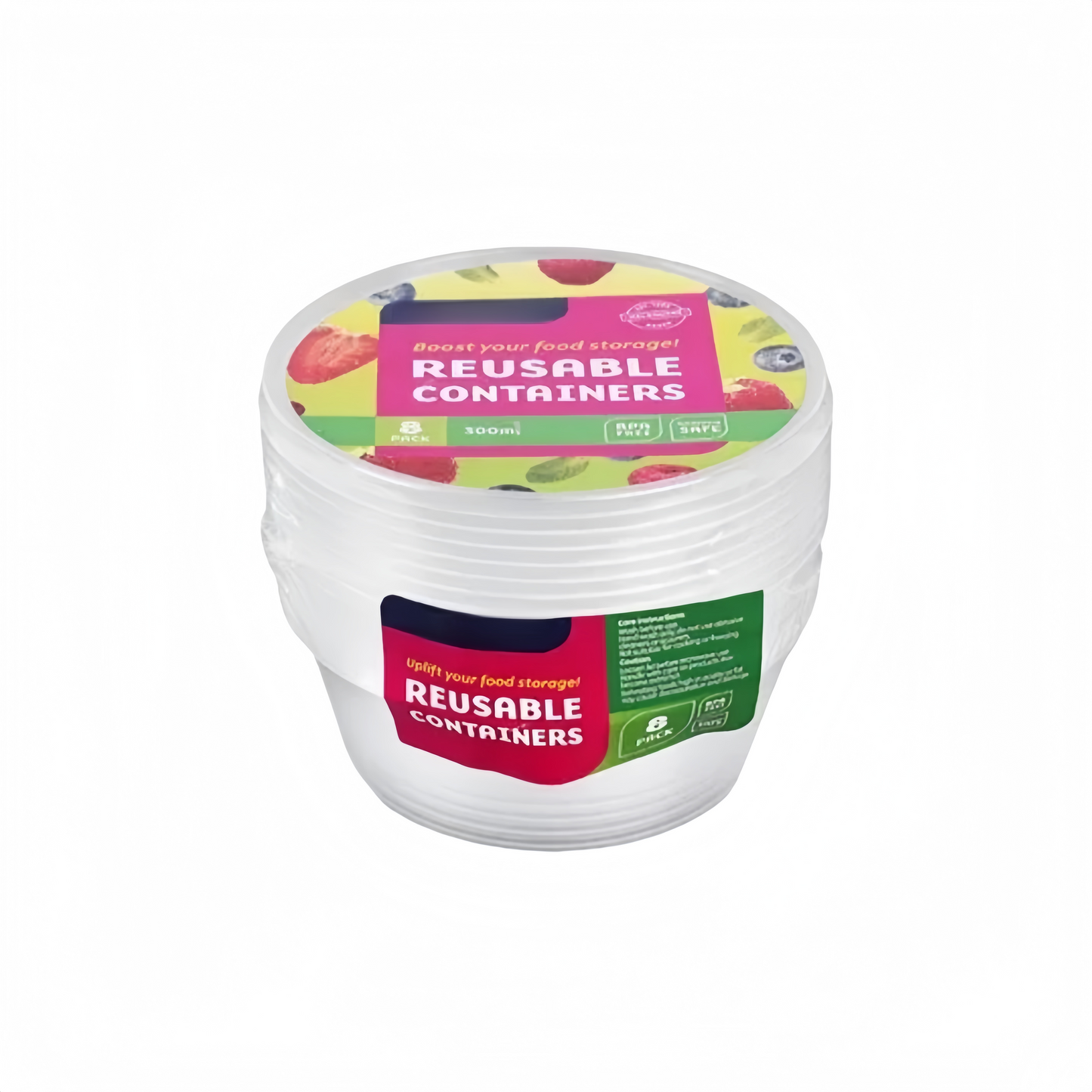 Round Reusable Food Container 300 / 700ml BPA Free Microwave Safe Takeaway with Lid # KIT 309597 / KIT 309603