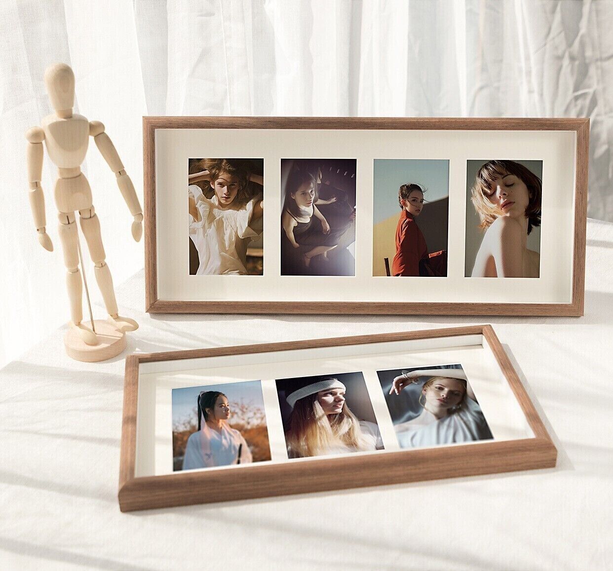Collage Multiphoto Multihole Gallery Picture Photo Frame White Oak Coffee Color