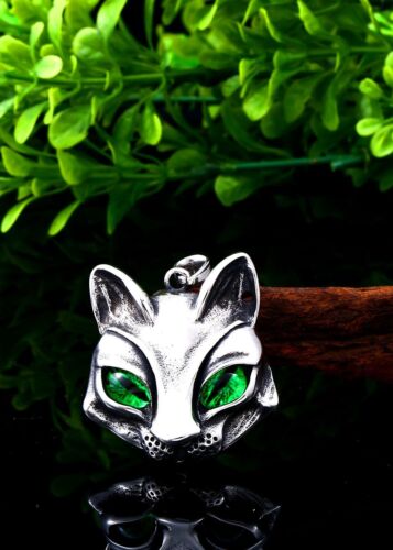 Mix Theme Retro Fox Head Sweater Chain Gemstone Titanium Steel Pendant Cat Head Necklace