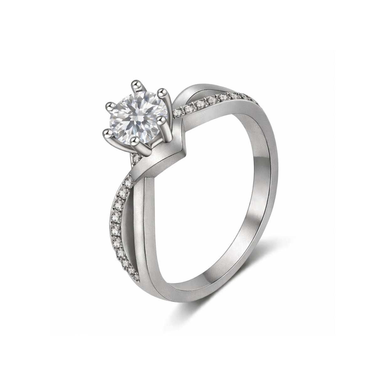 Elegant Twist Engagement Style Ring Alloy Band Simulated Crystal Stone 3 Colours # R120
