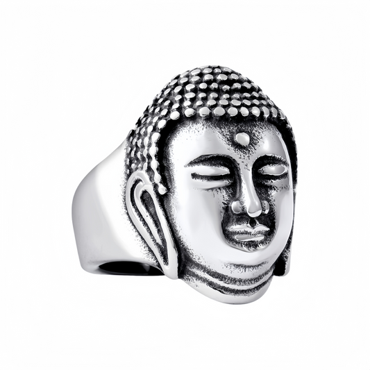 Men Buddha Head Ring Vintage Shakyamuni Religious Buddhist Statement Jewelry Gift # R90