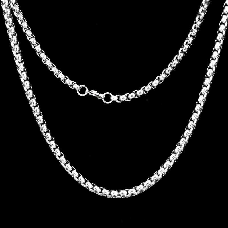 Basic Punk Stainless Steel Single Link Square Rolo Chain Necklace for Men Women