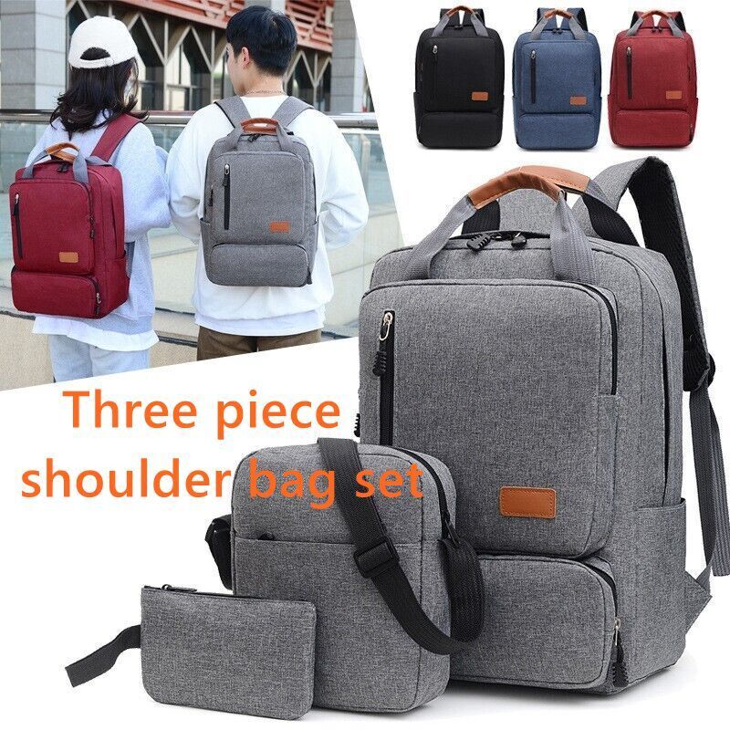 Unisex Three Piece Waterproof Business Backpack Large Capacity Computer Bag