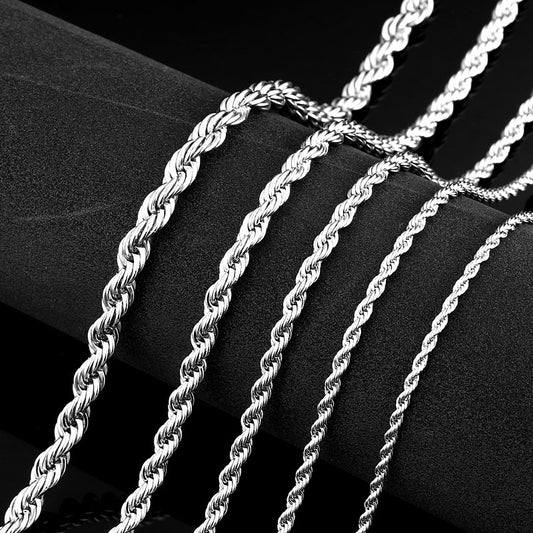 Basic Punk Stainless Steel Single Link Twisted Chain Necklace for Men Women