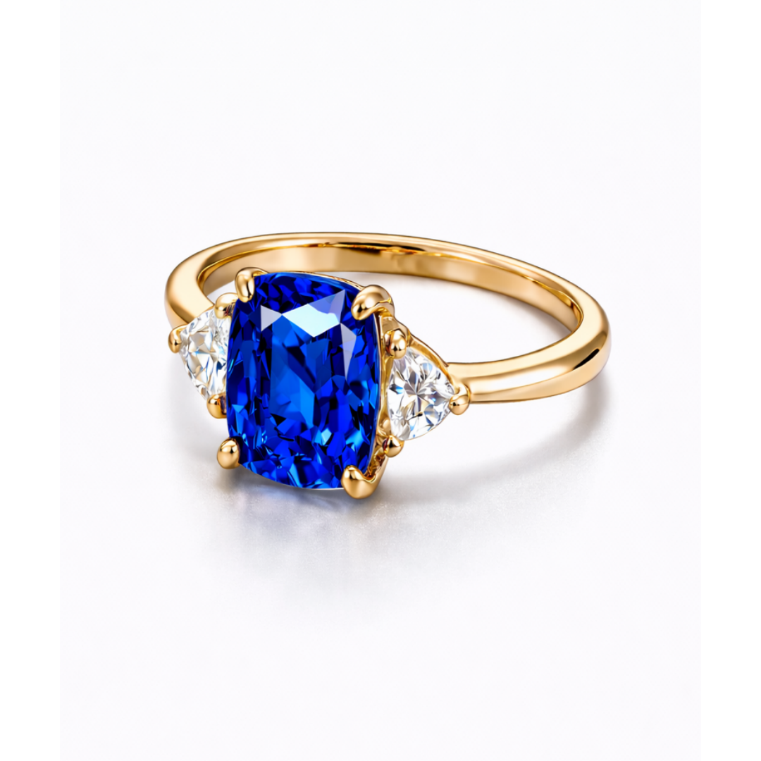 Women Gold Tone Cushion Cut Zircon Rings Green Blue Red Pink & FREE LED Gift Box # R228