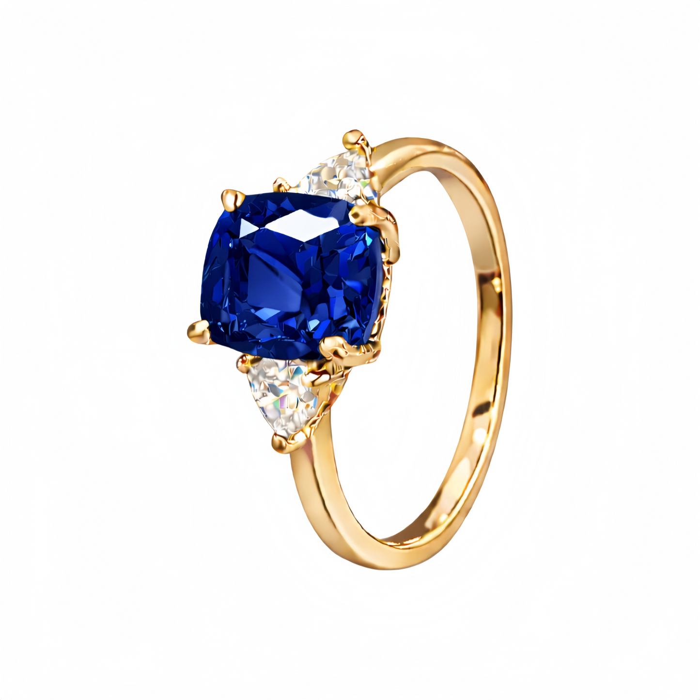 Women Gold Tone Cushion Cut Zircon Rings Green Blue Red Pink & FREE LED Gift Box # R228