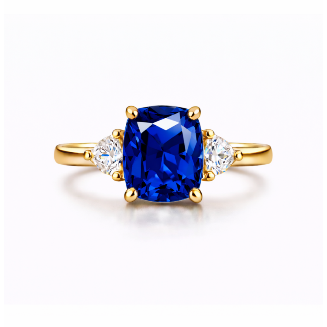 Women Gold Tone Cushion Cut Zircon Rings Green Blue Red Pink & FREE LED Gift Box # R228