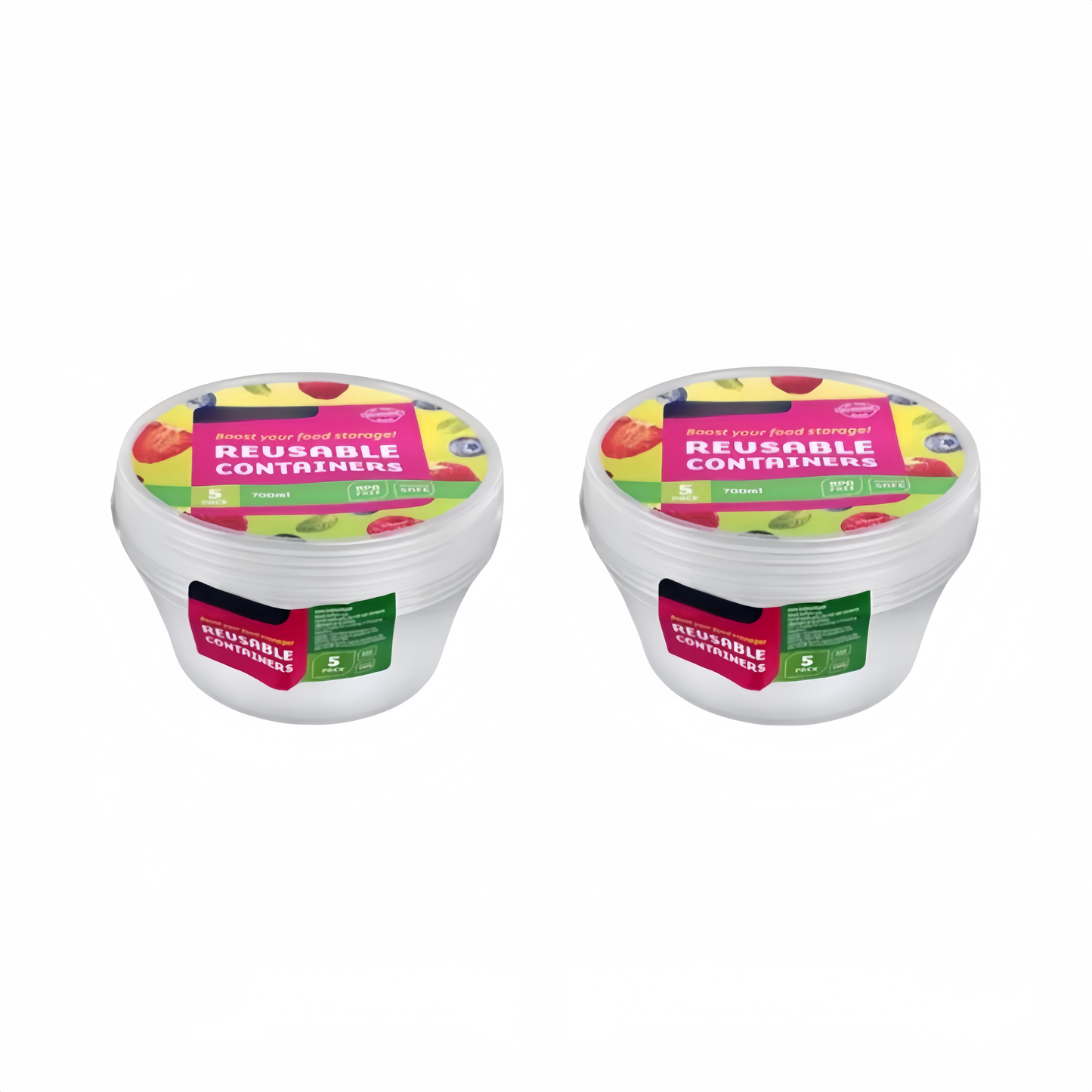 Round Reusable Food Container 300 / 700ml BPA Free Microwave Safe Takeaway with Lid # KIT 309597 / KIT 309603