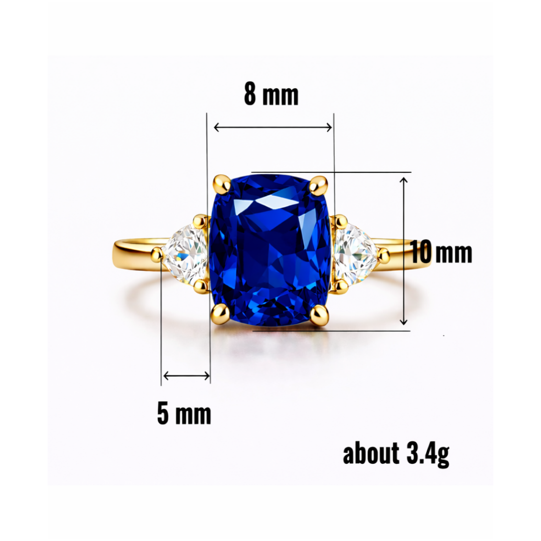 Women Gold Tone Cushion Cut Zircon Rings Green Blue Red Pink & FREE LED Gift Box # R228