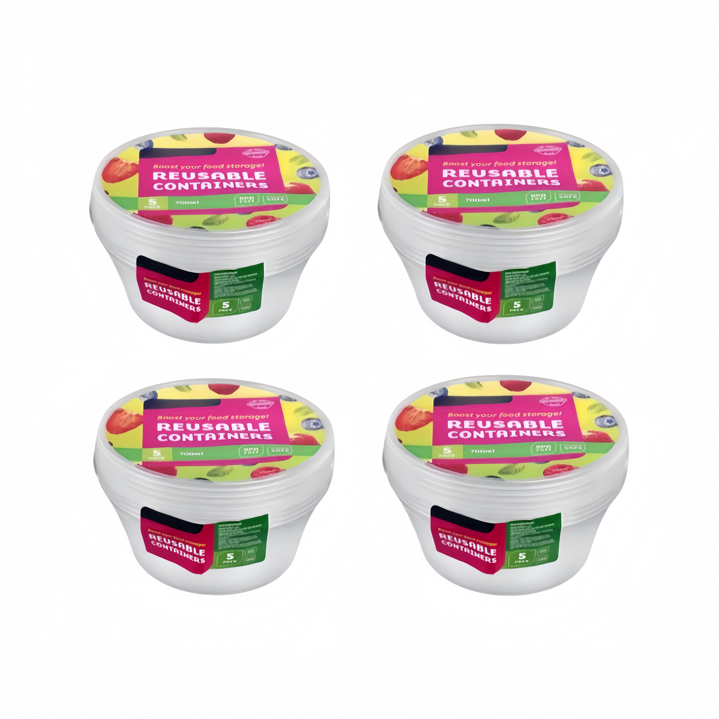 Round Reusable Food Container 300 / 700ml BPA Free Microwave Safe Takeaway with Lid # KIT 309597 / KIT 309603