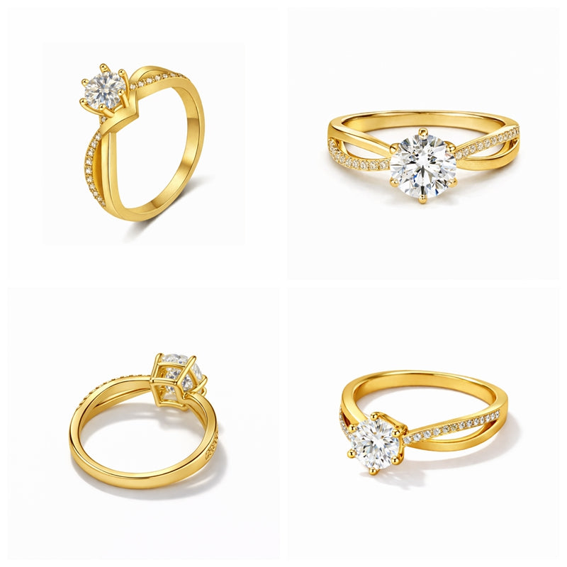 Elegant Twist Engagement Style Ring Alloy Band Simulated Crystal Stone 3 Colours # R120