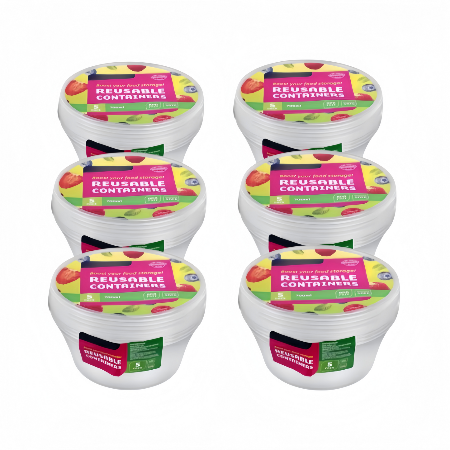 Round Reusable Food Container 300 / 700ml BPA Free Microwave Safe Takeaway with Lid # KIT 309597 / KIT 309603