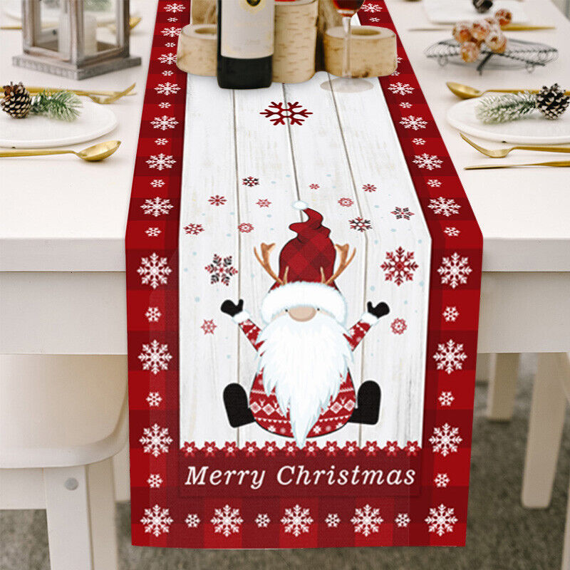Christmas Tables Runner Tablecloth Home Dinning Table Flag Xmas Decor Cotton Lin