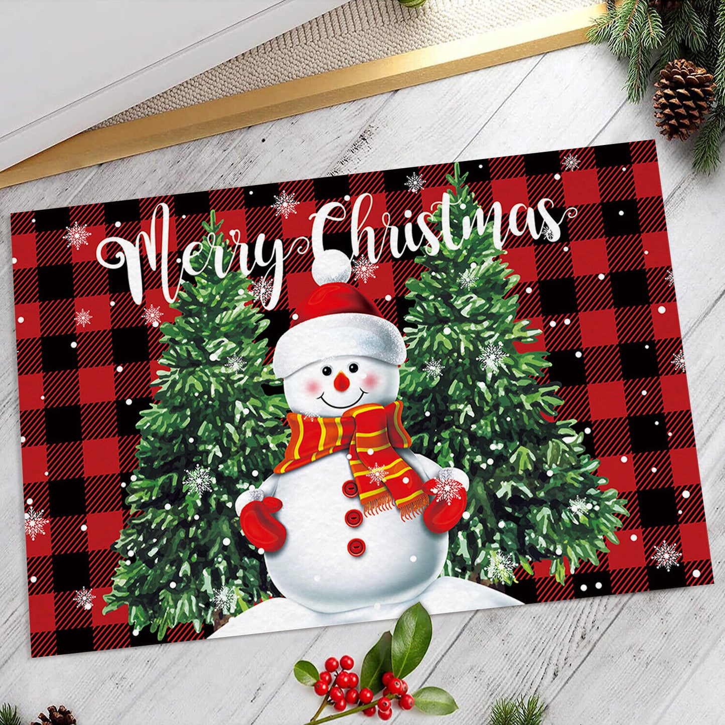 Absorbent Washable Floor Mat Non-Slip Xmas Theme Home Decor Soft Bath Floor Mat