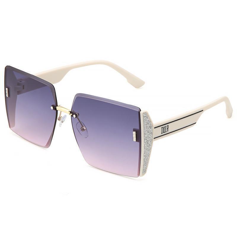 Fashion Square Rimless Personality Glasses Large Frame Cut Edge Sunglasses