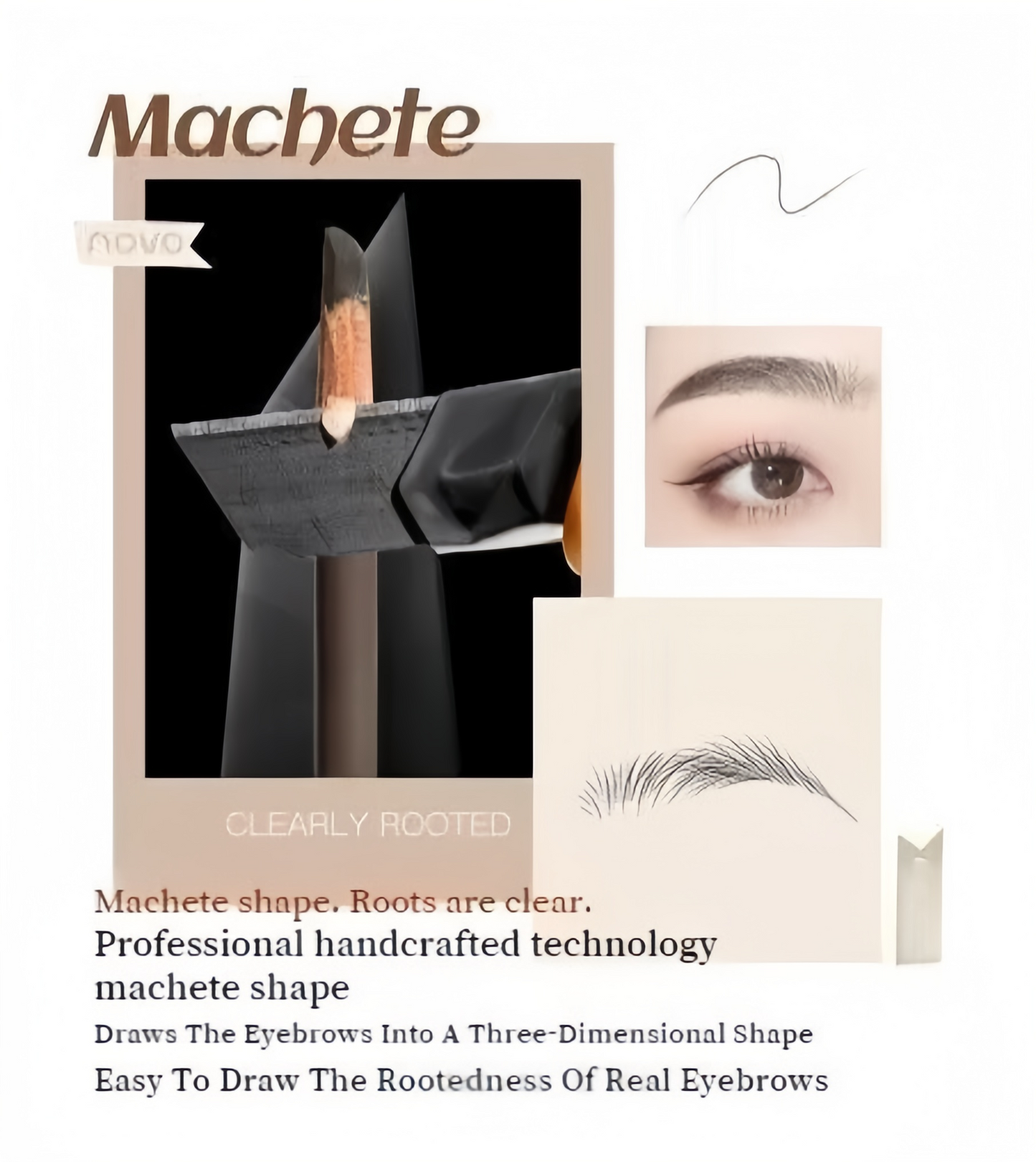Waterproof Knife Shape Eyebrow Pencil & Spoolie Brush Natural Finish Brow Makeup