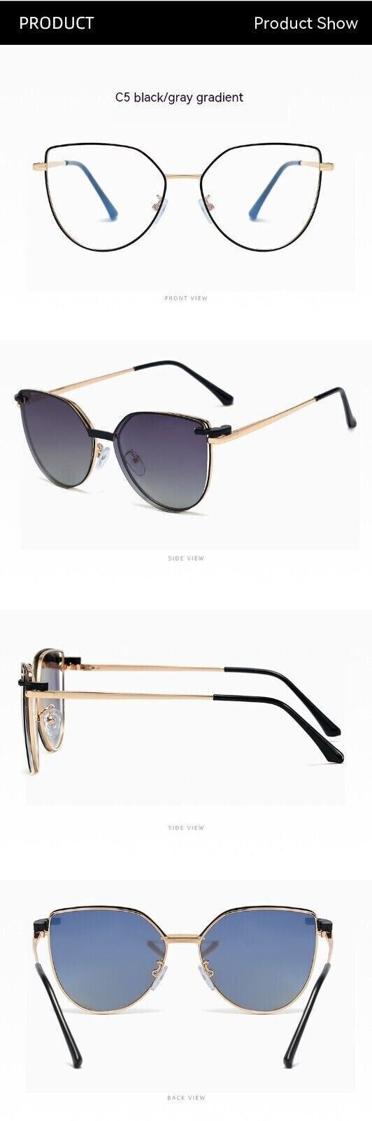 Women Anti Blue Ray Magnetic Suction Clip UV400 Polarized Two Use Sunglasses Set