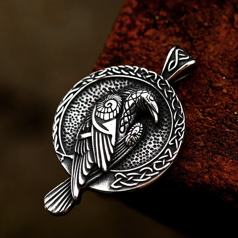 Cool Retro Punk Vintage Wolf Totem Valknut Pendant Biker Titanium Steel Necklace