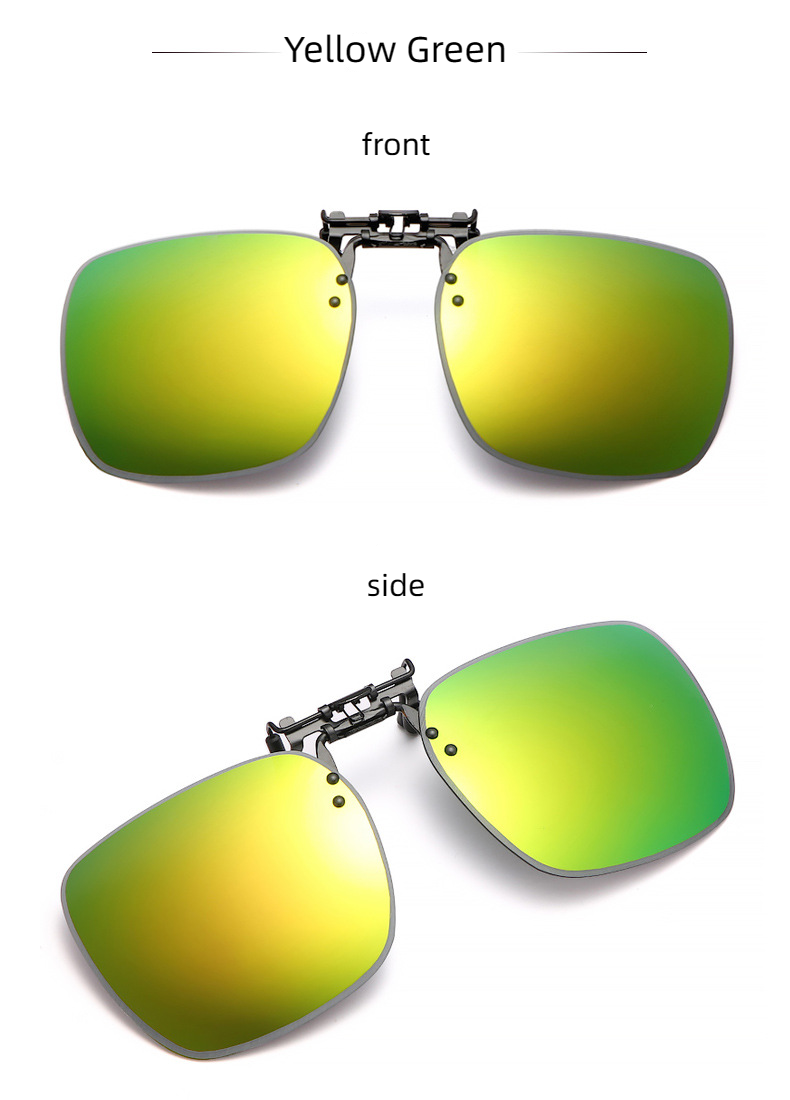 New Unisex Polarized UV400 Protection Box Shape Clip On Flip Up Sunglasses