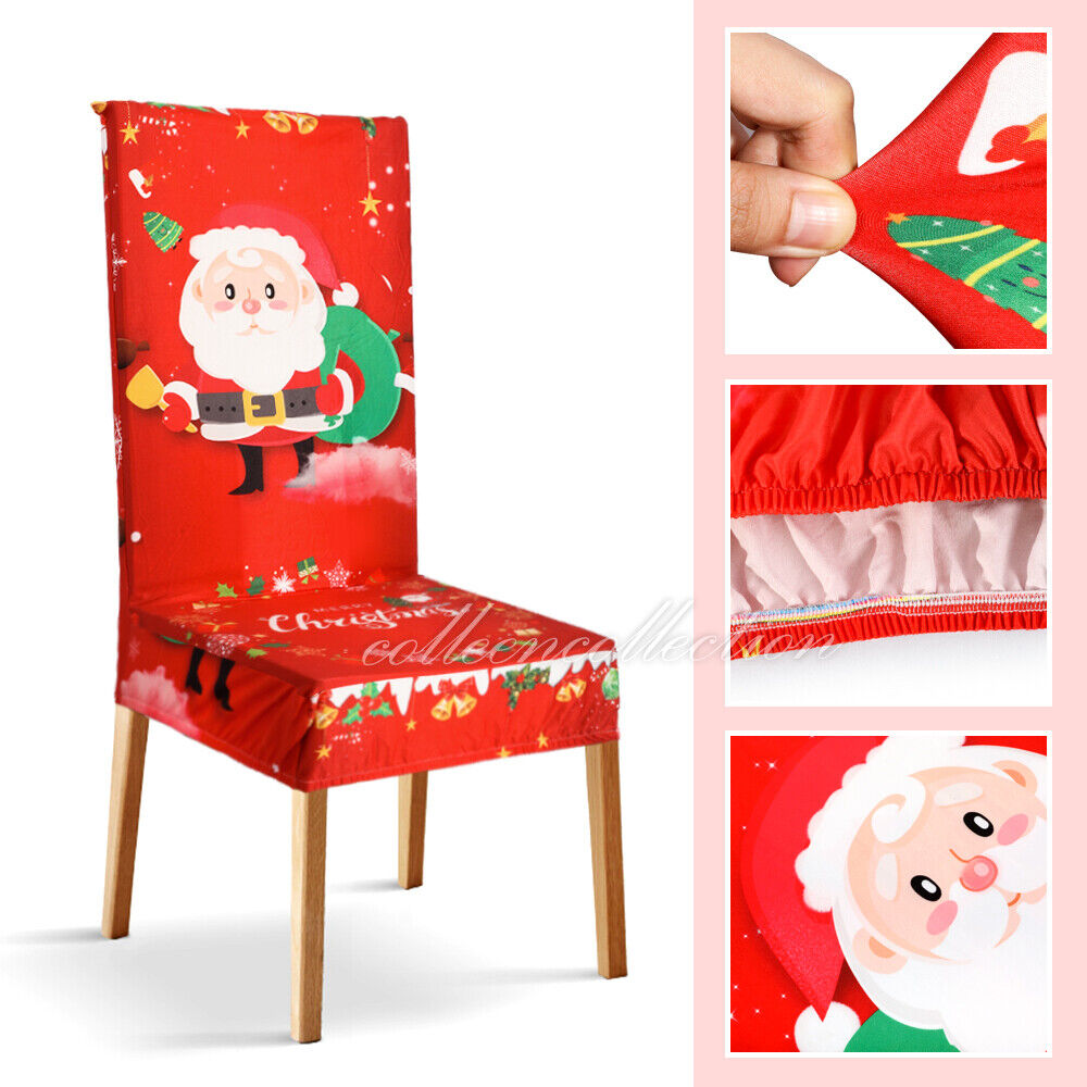 Christmas Dining Chair Covers XMAS Party Decorations Santa Claus Seat Cover