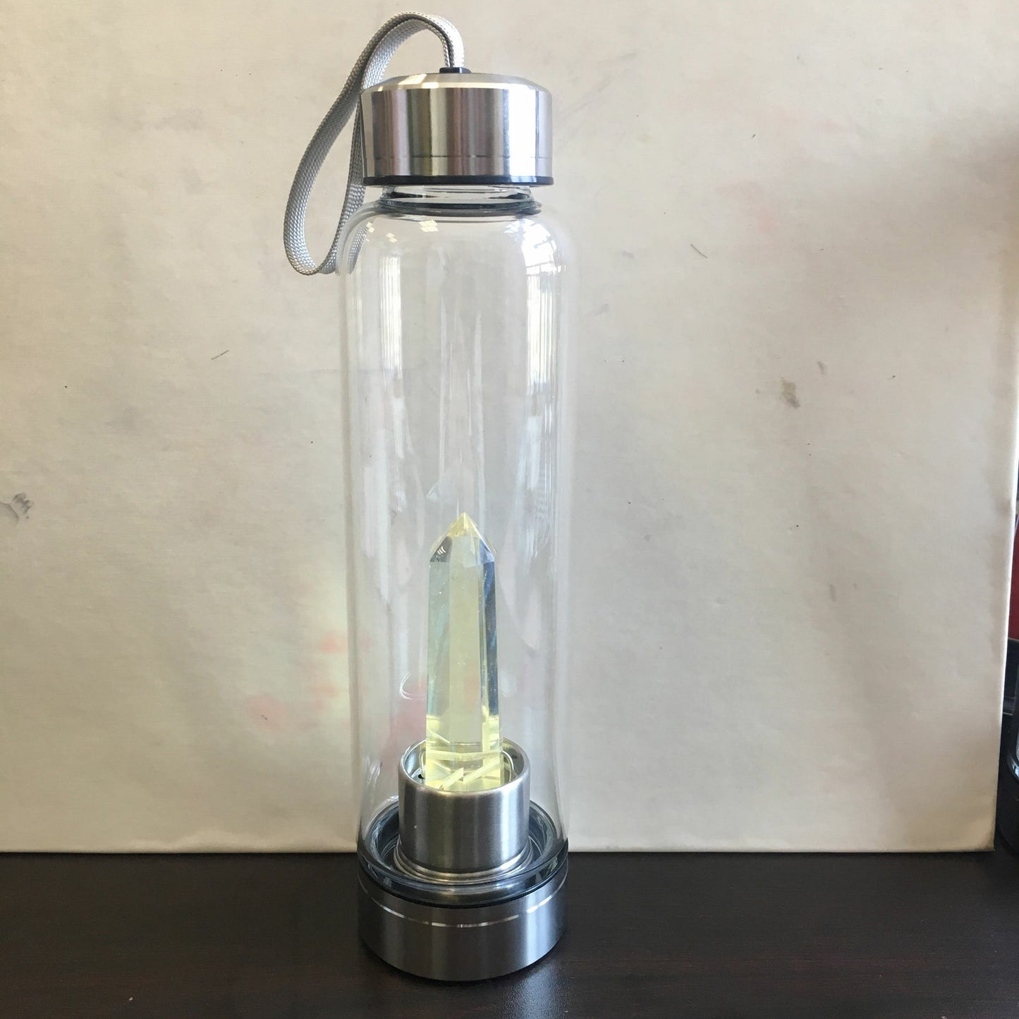 Fashion Colorful Energy Crystal Stone Hexagon Column Glass Water Bottle Gift