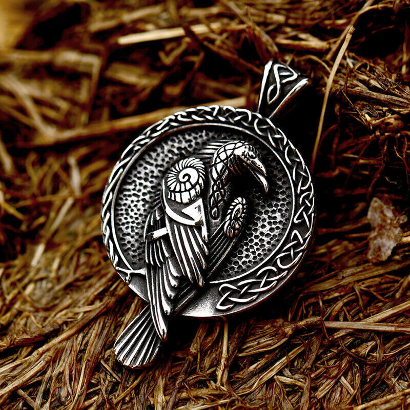 Cool Retro Punk Vintage Wolf Totem Valknut Pendant Biker Titanium Steel Necklace