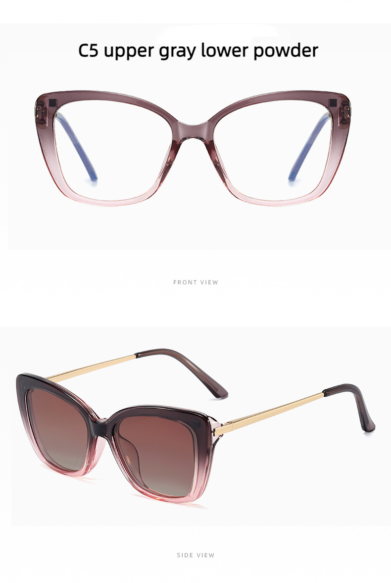 Women's UV400 Polarised Antiblue Light Magnetic Glasses Clips Sunglasses Set