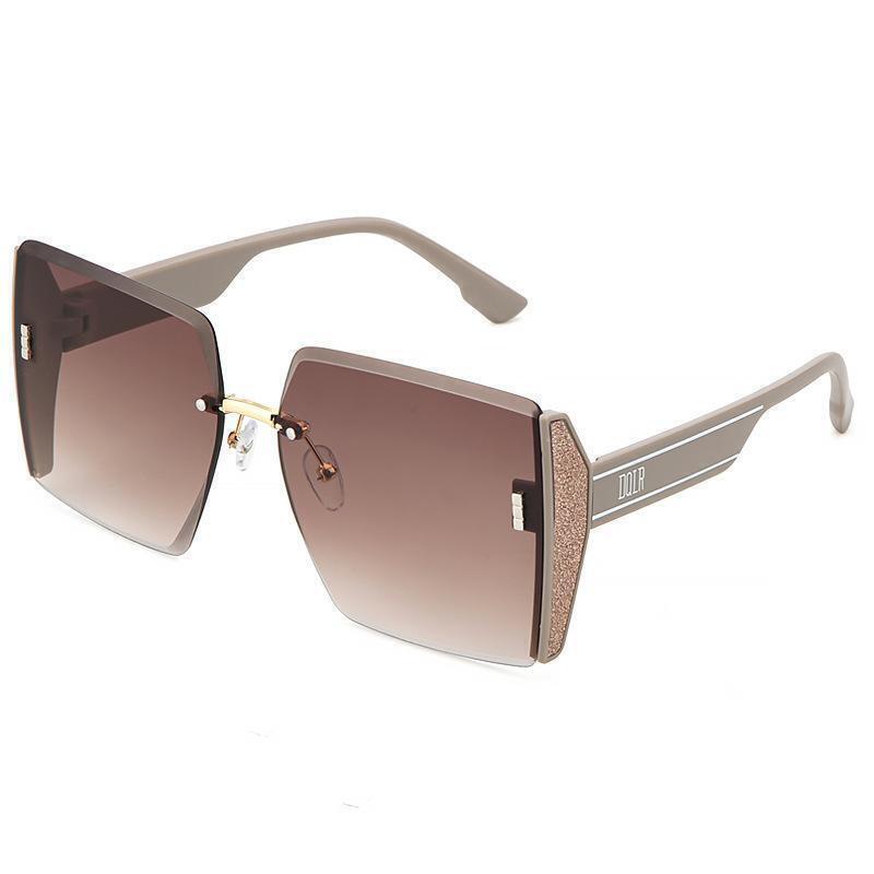 Fashion Square Rimless Personality Glasses Large Frame Cut Edge Sunglasses