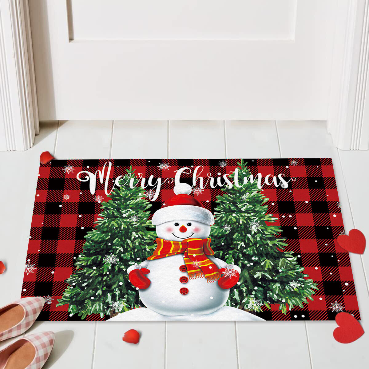 Absorbent Washable Floor Mat Non-Slip Xmas Theme Home Decor Soft Bath Floor Mat