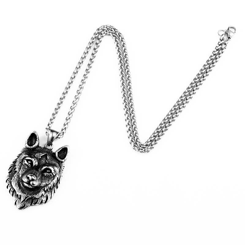 Retro Pendant Punk Vintage Cross Animal Totem Poker Pendant Biker Chain Necklace