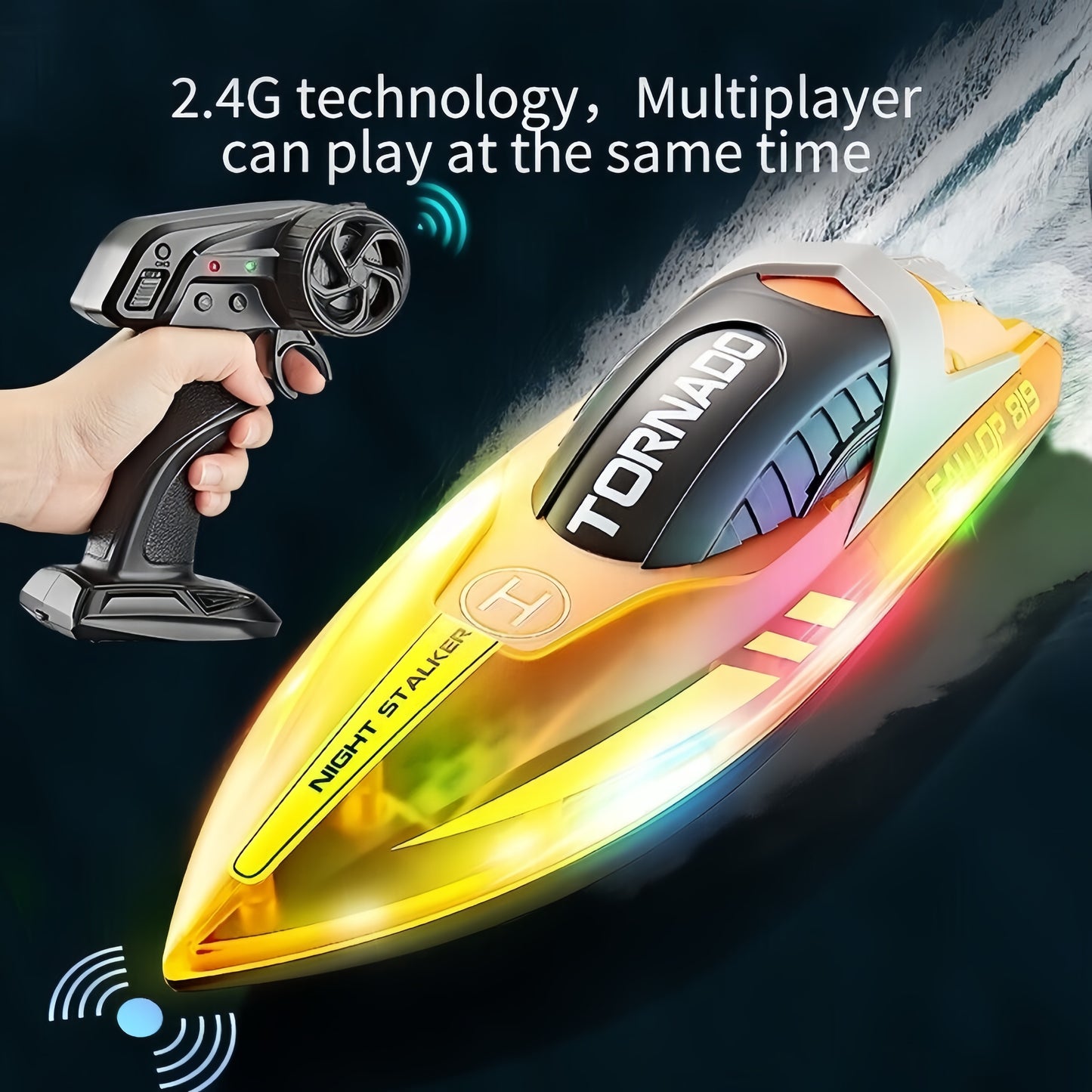 RC Speed Boat 2.4G Remote Control LED Light Dual Motor Waterproof Racing Toy Boy