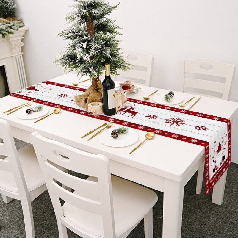 Christmas Tables Runner Tablecloth Home Dinning Table Flag Xmas Decor Cotton Lin