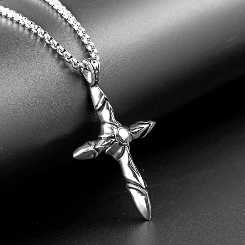 Retro Pendant Punk Vintage Cross Animal Totem Poker Pendant Biker Chain Necklace