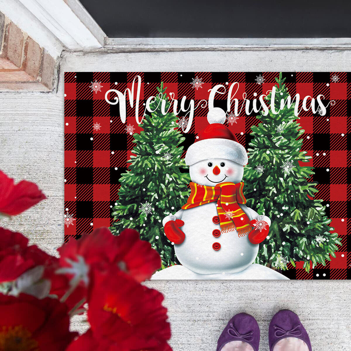 Absorbent Washable Floor Mat Non-Slip Xmas Theme Home Decor Soft Bath Floor Mat