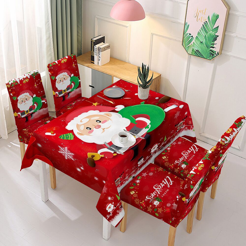 Christmas Dining Chair Covers XMAS Party Decorations Santa Claus Seat Cover