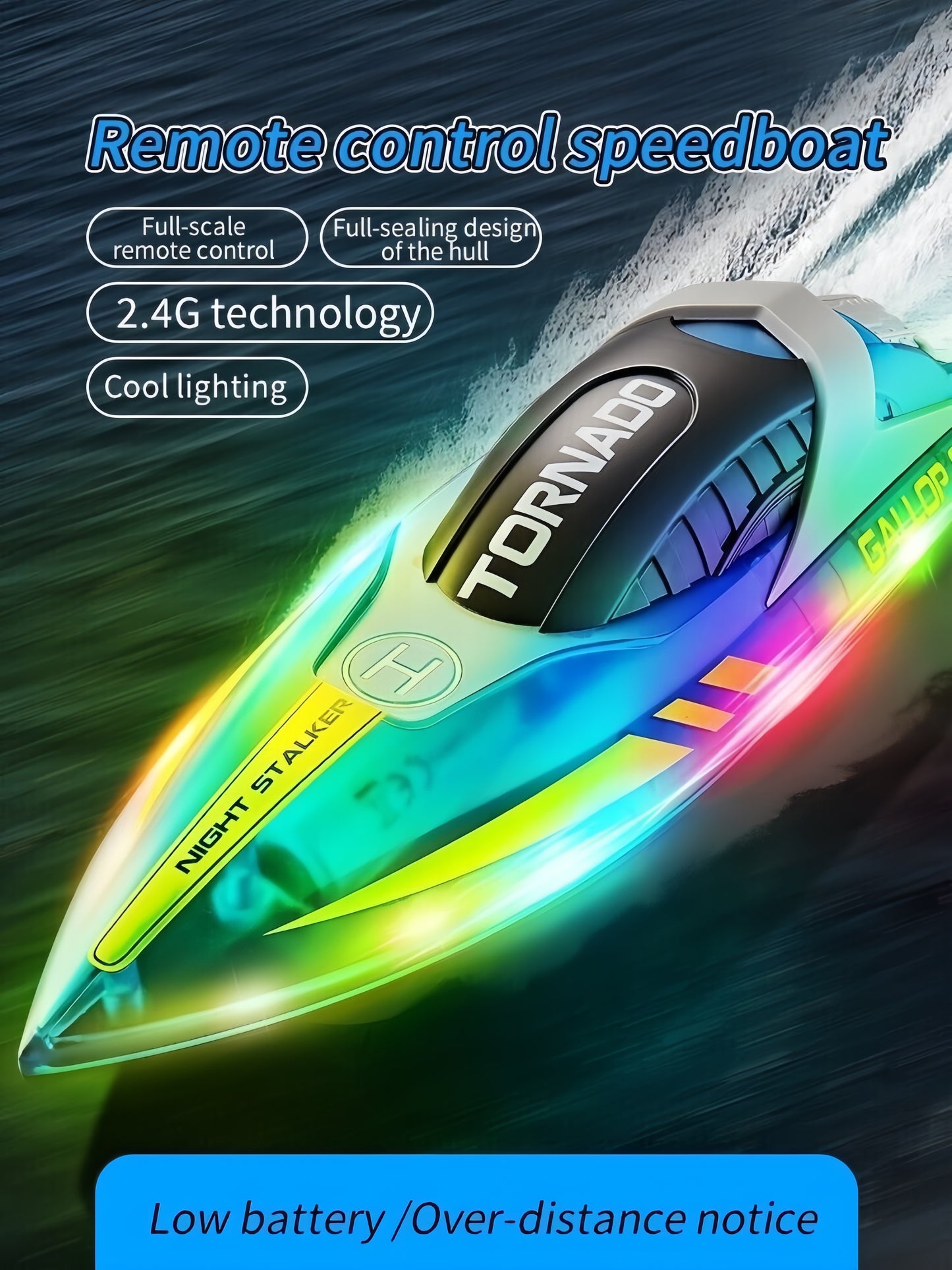 RC Speed Boat 2.4G Remote Control LED Light Dual Motor Waterproof Racing Toy Boy