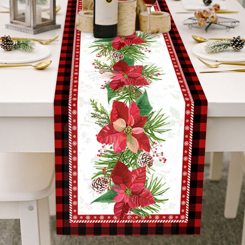 Christmas Tables Runner Tablecloth Home Dinning Table Flag Xmas Decor Cotton Lin