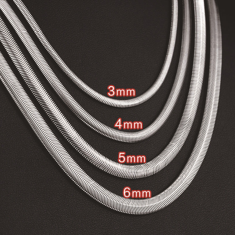 Unisex Titanium Steel Flat Snake Bone Necklace Stylish Retro Hip Hop Punk Gift