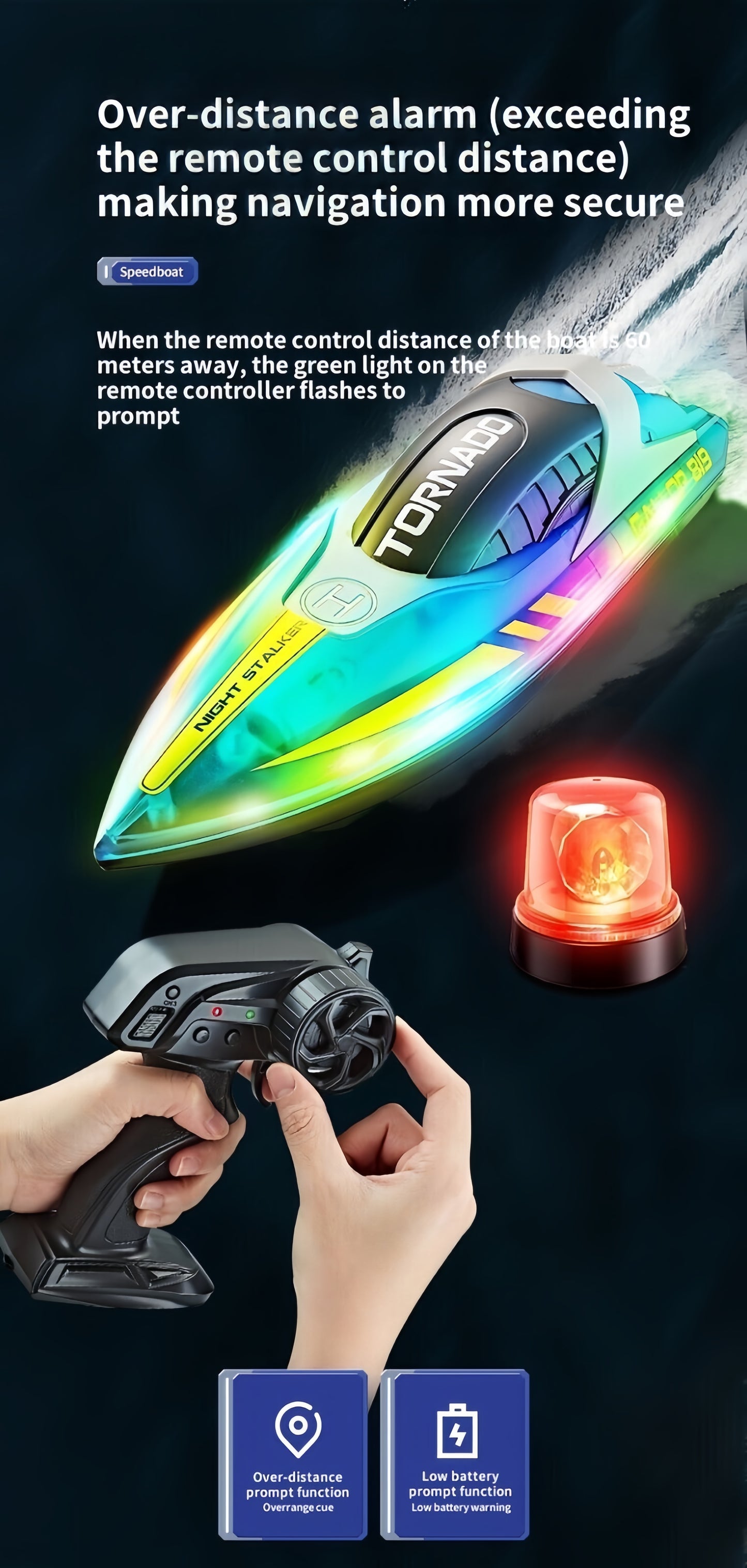 RC Speed Boat 2.4G Remote Control LED Light Dual Motor Waterproof Racing Toy Boy