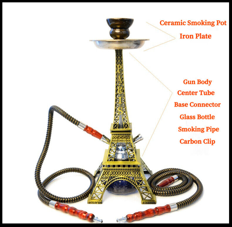 Handmade Traditional Gift Eagle Eiffel Tower Shisha Double or Four Hose Hookah