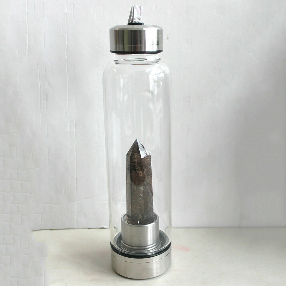 Fashion Colorful Energy Crystal Stone Hexagon Column Glass Water Bottle Gift