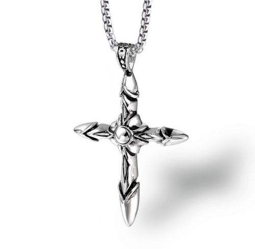 Retro Pendant Punk Vintage Cross Animal Totem Poker Pendant Biker Chain Necklace