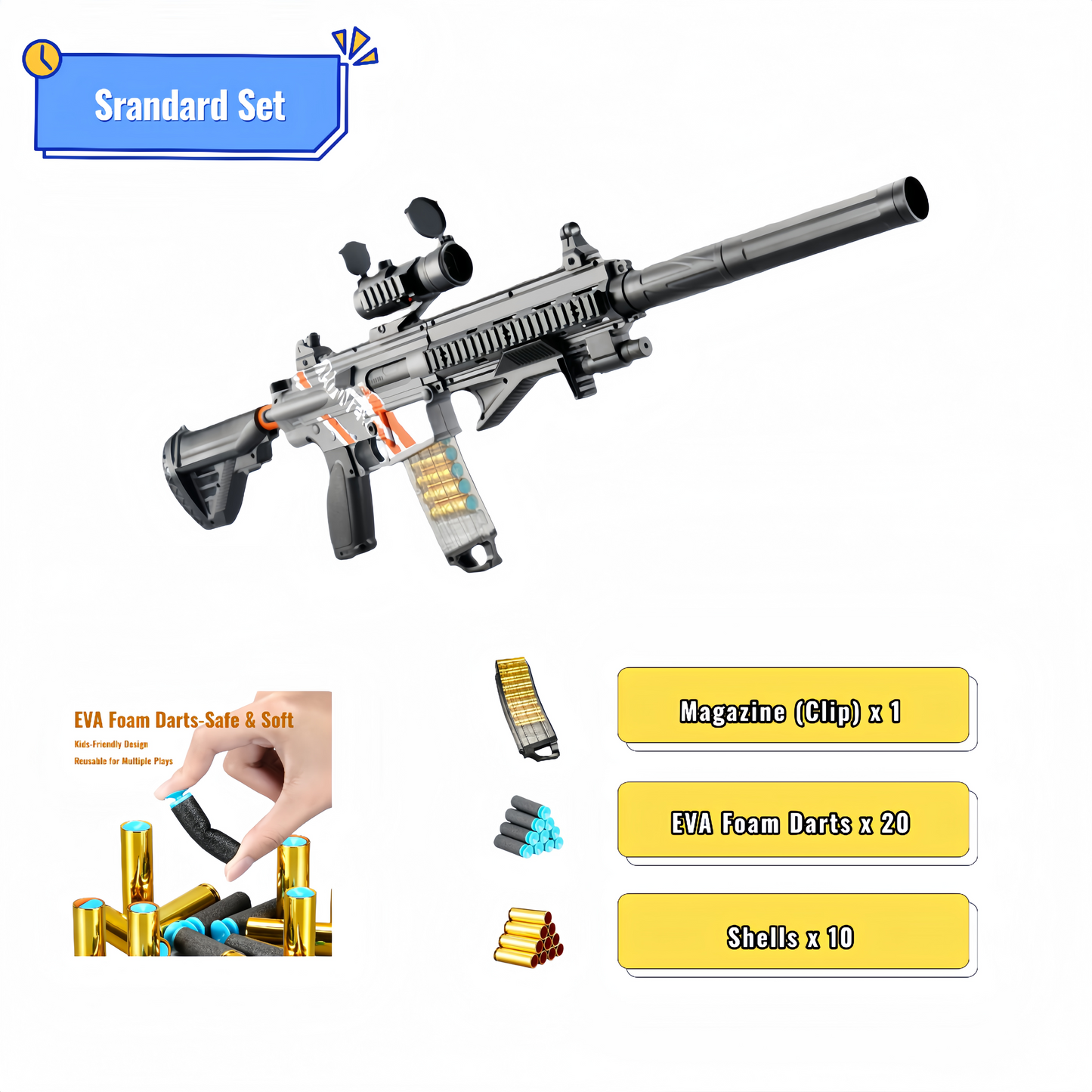 Kid Play Toy EVA Soft Foam Dart Blaster Manual & Electric Gun Shell Eject Effect