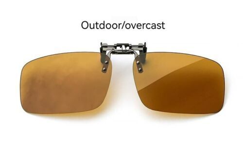 Unisex Square Polarized Colour Changing Sunglasses Clip-on Day Night Vision