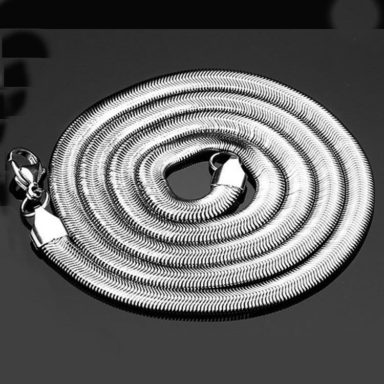 Unisex Titanium Steel Flat Snake Bone Necklace Stylish Retro Hip Hop Punk Gift