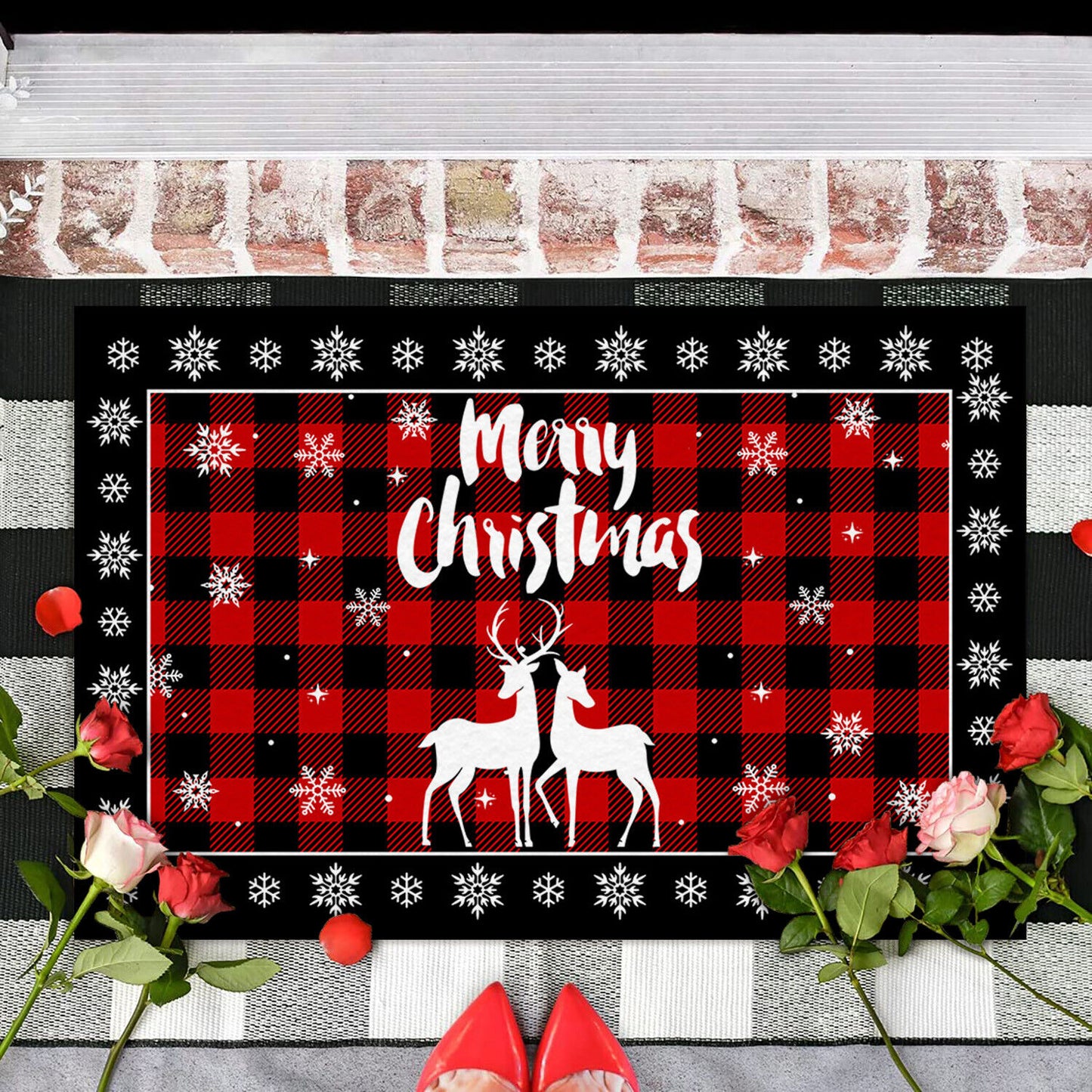 Absorbent Washable Floor Mat Non-Slip Xmas Theme Home Decor Soft Bath Floor Mat