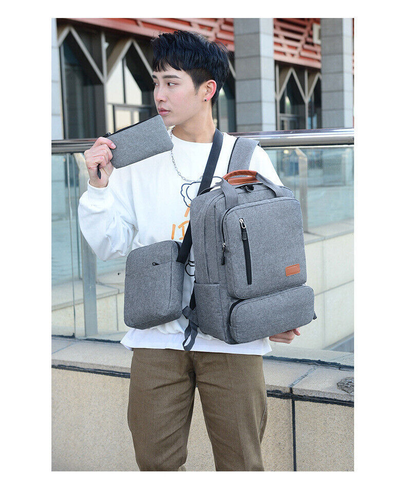 Unisex Three Piece Waterproof Business Backpack Large Capacity Computer Bag