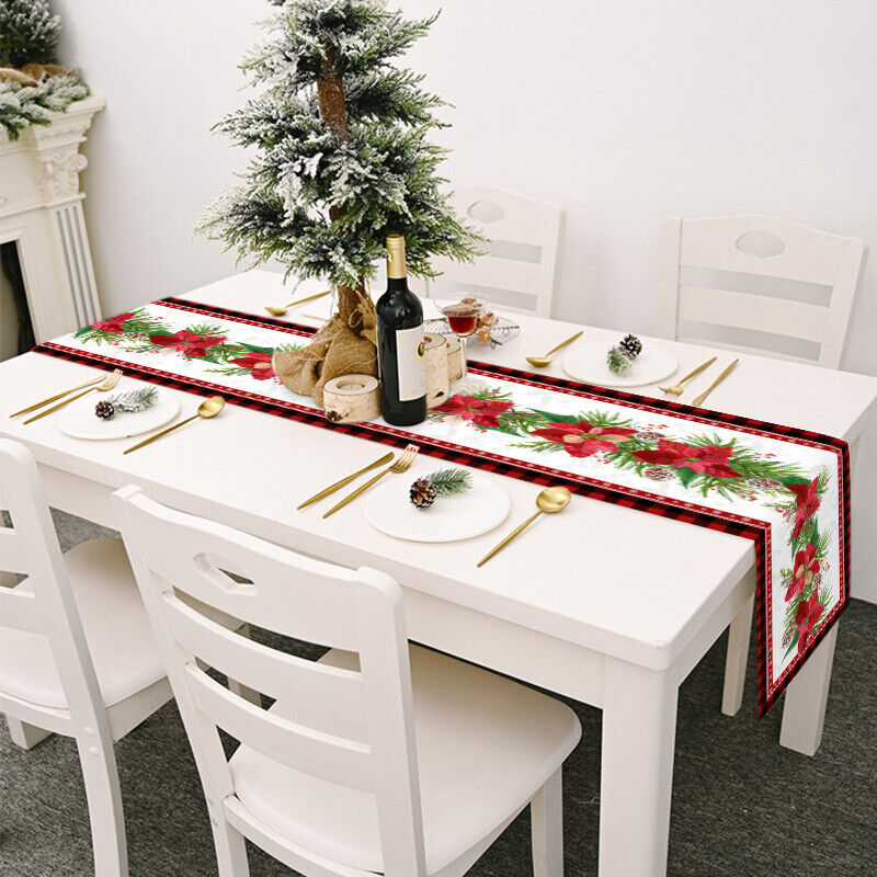 Christmas Tables Runner Tablecloth Home Dinning Table Flag Xmas Decor Cotton Lin