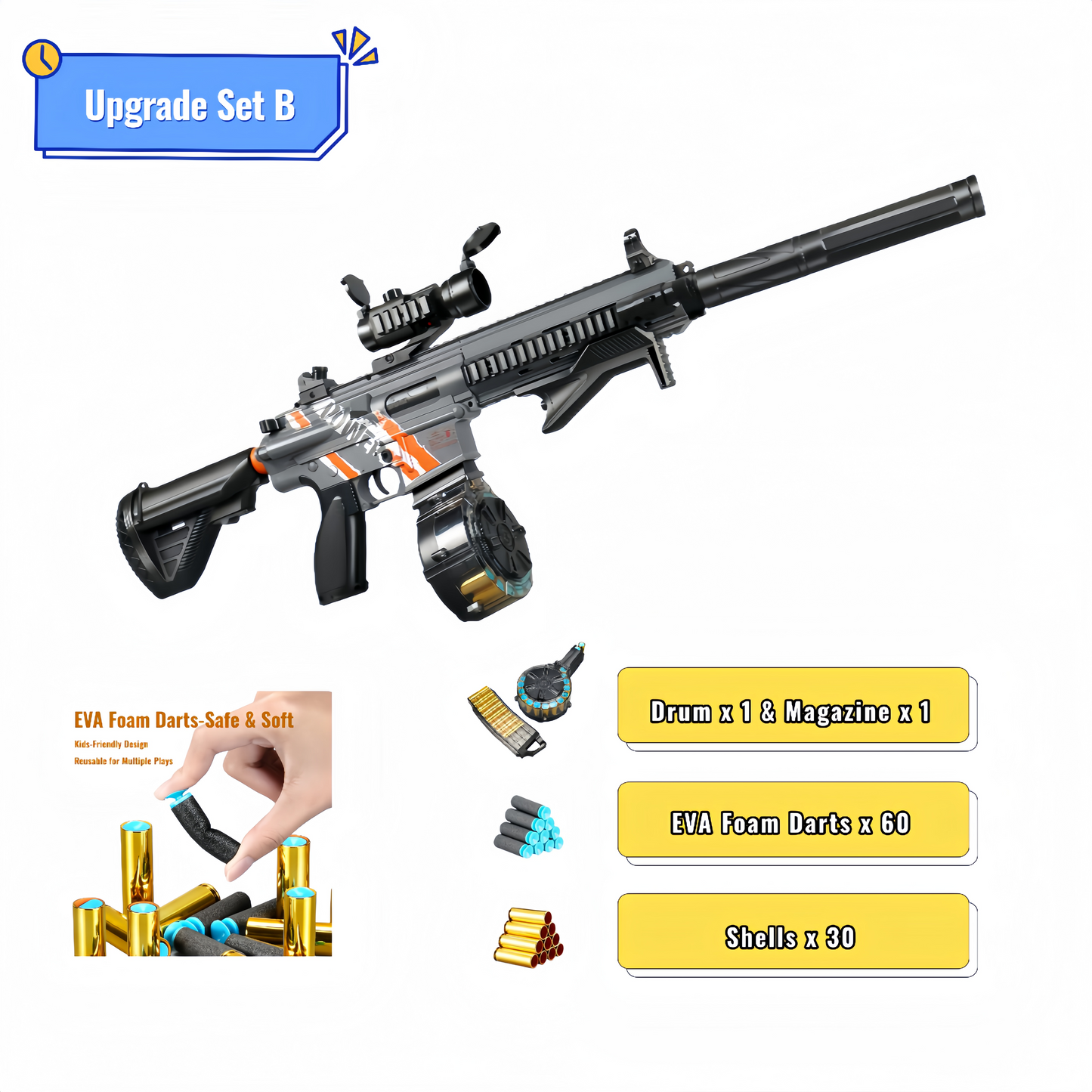 Kid Play Toy EVA Soft Foam Dart Blaster Manual & Electric Gun Shell Eject Effect